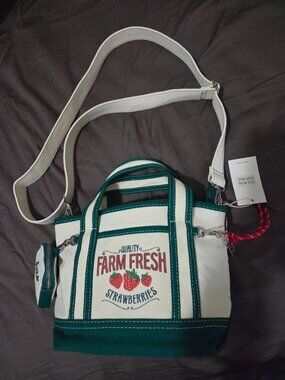 Aeropostale Strawberry canvas mini tote, nwt, coin purse and bag tags